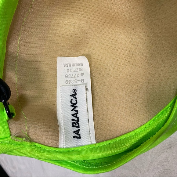 Vintage 80’s Bikini Top Highlighter Green Neon Halter Scrunch Twist Tie - Picture 12 of 13